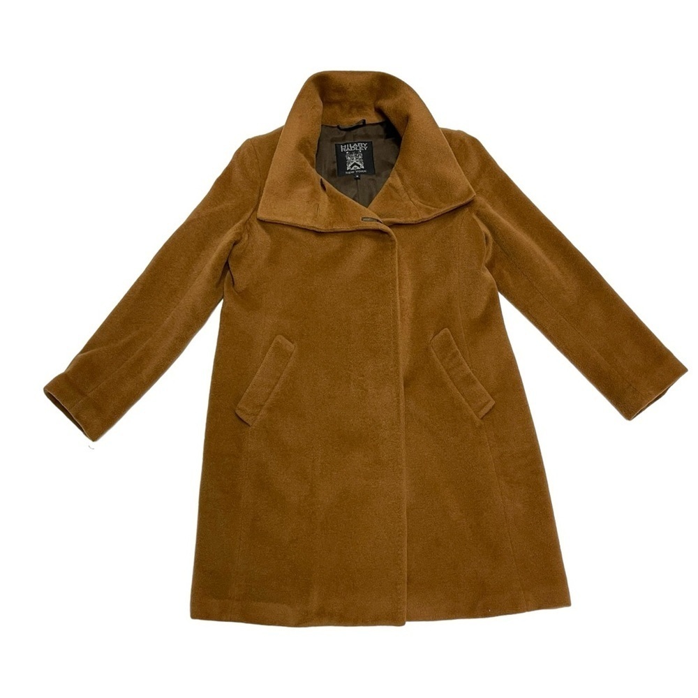 Hilary Radley wool alpaca coat tan caramel size 12 vintage mid length cozy